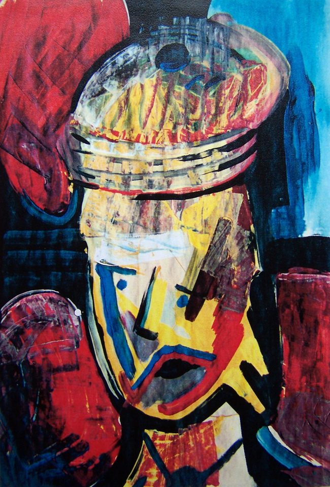 Kağıt üzerine akrilik 'Düşüncesi Şapkalı' 100x70cm 1996