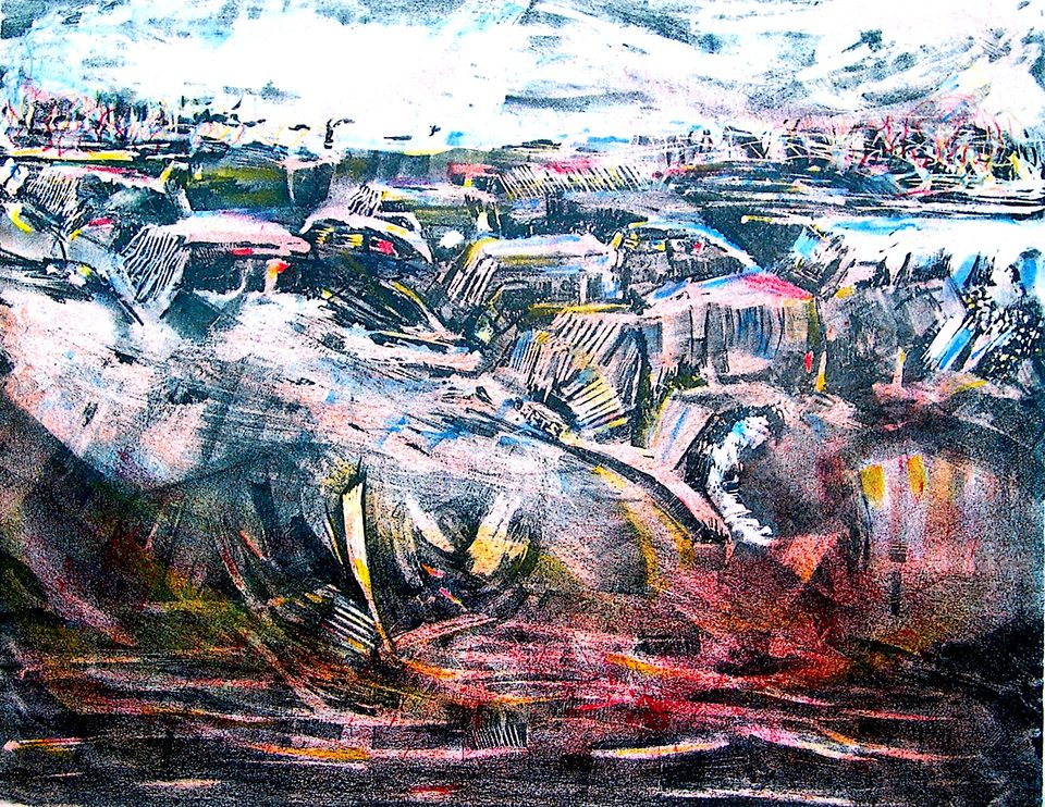 Taşbaskı 'Arabalar II' 40x60cm 1996