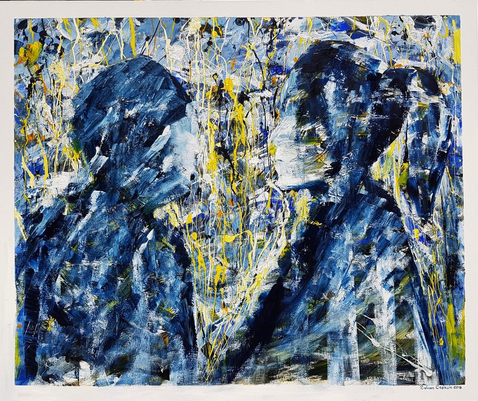 Tuval Üzerine Akrilik Boya 100x120 cm Çinli Gençler jpg