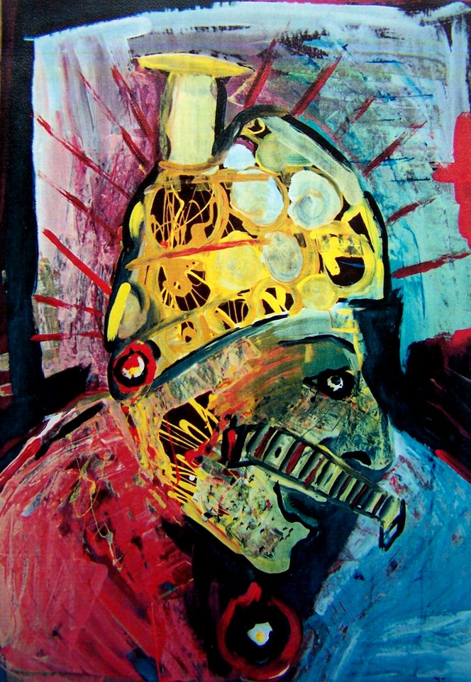 Kağıt üzerine akrilik 'Şapkası Bacalı' 100x70cm 1996