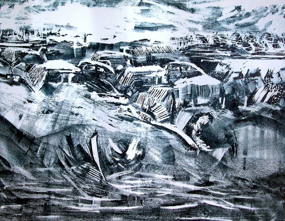 Taşbaskı 'Arabalar' 40x60cm 1996