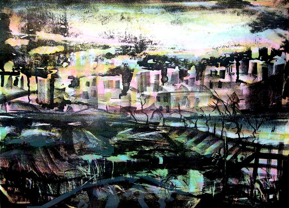 Taşbaskı 'Kayaköy' 40x60cm 1998