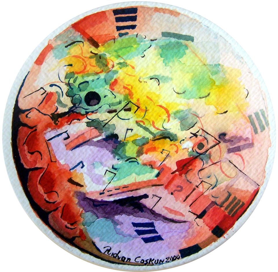 Kağıt üzerine suluboya 'Zamansız 3' 20x20cm 2000