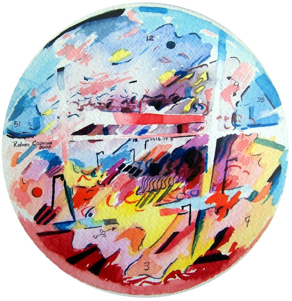 Kağıt üzerine suluboya 'Zamansız 4' 20x20cm 2000