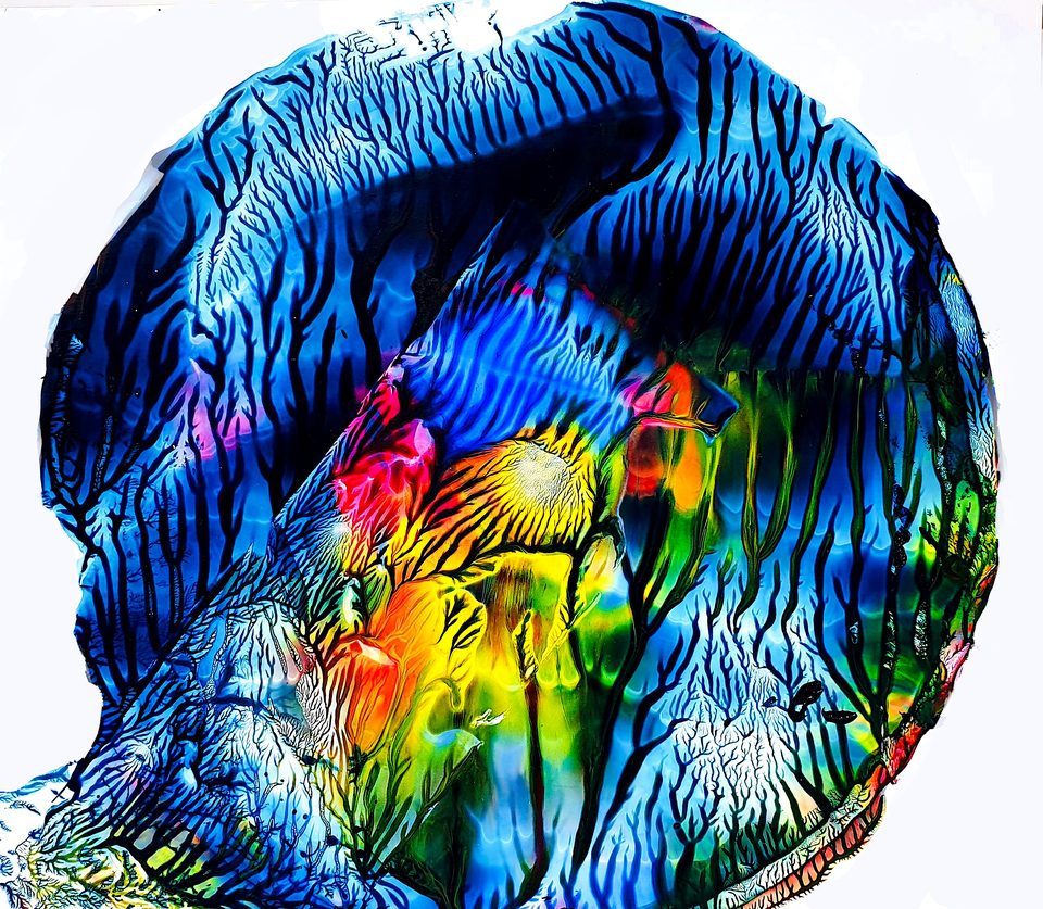 Duralit Üzerine Akrilik 30x30 cm Kozmik Düş 2024