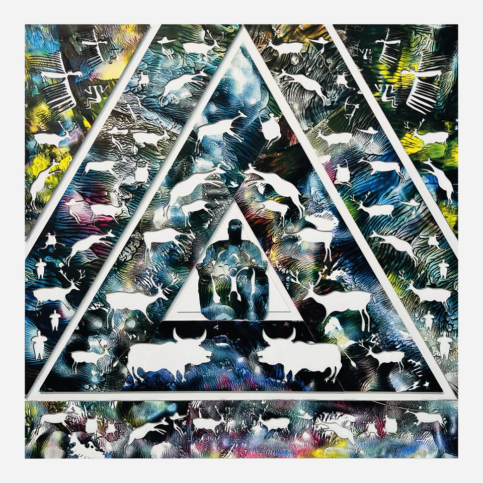 Duralit üzerine Akrilik Boya 120x120 cm Çatalhöyük 3