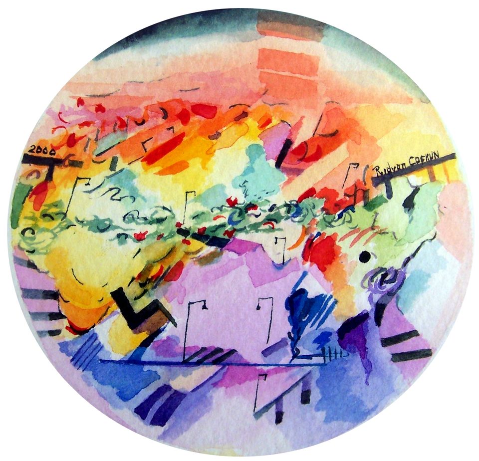 Kağıt üzerine suluboya 'Zamansız 2' 20x20cm 2000