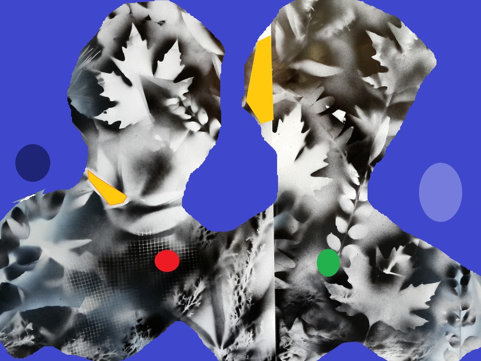 Kağıt Üzerine Sprey Boya, Dijital Çalışma 'Mavi İki' 70x100 cm 2014