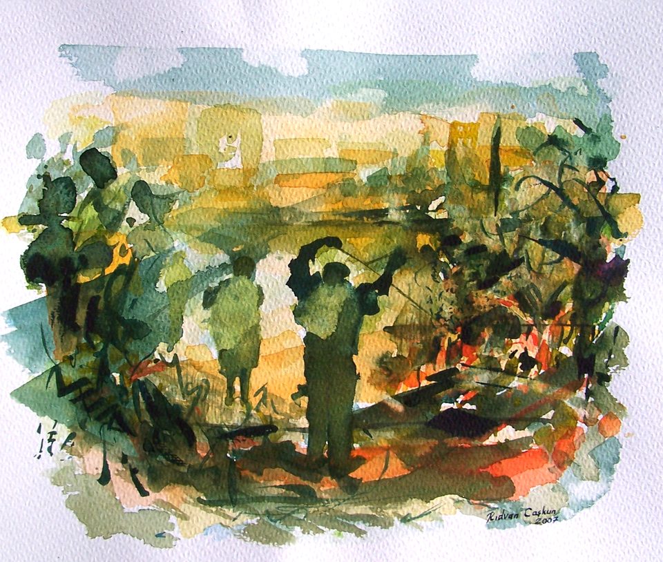 Kağıt üzerine suluboya 'Müzik' 25x30cm 2007