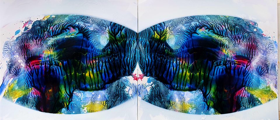 Kağıt Üzerine Akrilik Boya 30x60 cm İkilikler IV 2021